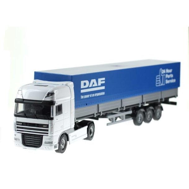 Joal 345 DAF XF High Cab med overdkket trailer. Skala 1:50