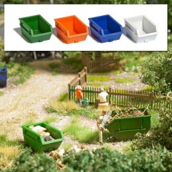 Busch HO 7752 container 1,5 m   4 stk. I forskellige farver