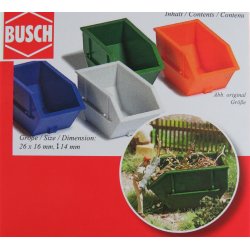 Busch HO 7753 container 2,5 m  4 stk. I forskellige farver
