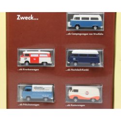 Brekina 9033 Sammler-Schatz 3 "Der VW-Transporter T2" med 5 biler og hfte