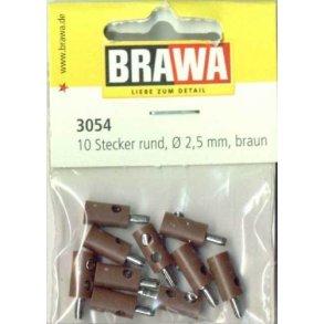 Brawa 3054 han stik brun 10 stk.  2,5 mm