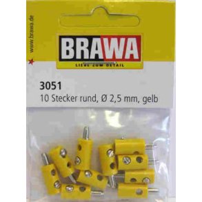 Brawa 3051 han stik gul 10 stk.  2,5 mm