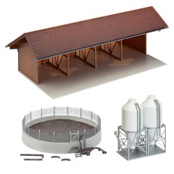 Faller HO 130584 et overdkket bent udstyrsskjul 265 x 120 x 93 mm,  142 x 39 mm, 27 x 24 x 65 mm.