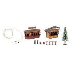 Faller HO 134006    2 julemarkedsboder med oplyst juletr� 86 x 57 x 54 mm, 70 x 39 x 59 mm, 100 mm