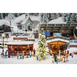 Faller HO 134006    2 julemarkedsboder med oplyst juletr� 86 x 57 x 54 mm, 70 x 39 x 59 mm, 100 mm