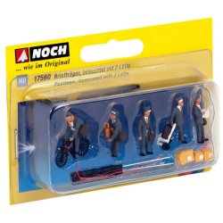 Noch HO 17560 figur st postbud med LED lys p cyklen 