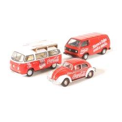 Oxford Diecast 76SET60CC 3 Piece VW Set Coca Cola