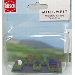 Busch HO 7686 fem gravsteder med sten og planter