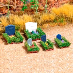 Busch HO 7686 fem gravsteder med sten og planter