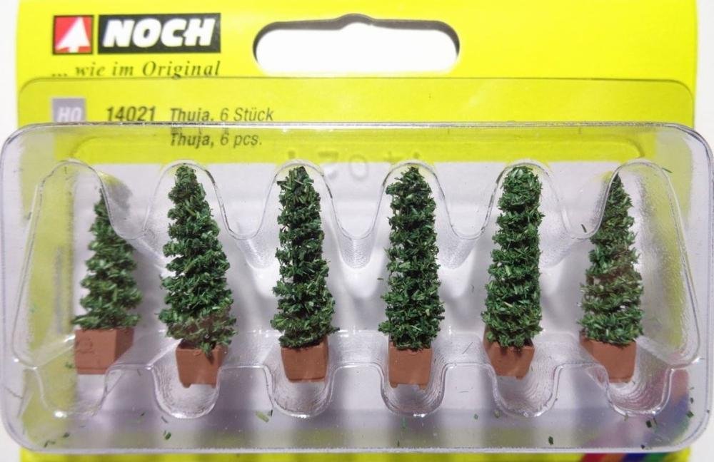 Noch 14021 Thuja-Bäume – 6 Stück, Maßstab H0 – Hochdetailliert Für Modellbau & Dioramen