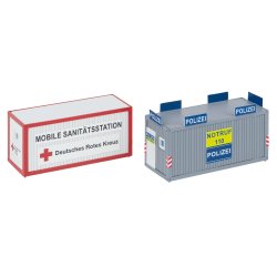 Faller HO 180338 Kontorcontainerpoliti og DRK 70 x 28 x 33 mm, 70 x 28 x 38 mm