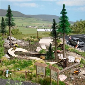 Busch HO 1837 Kit til at designe en cykelsti i fladt eller bjergrigt terrn.