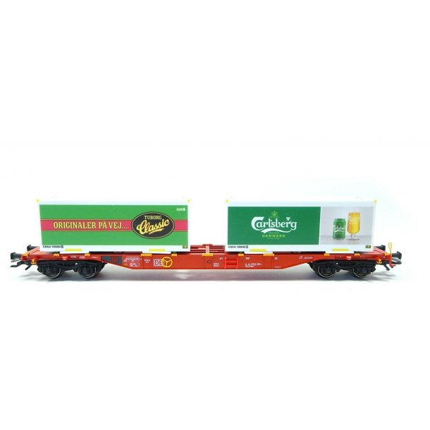 M�rklin 47109-02 DB AG med 2 x 20 fods Tuborg/Carlsberg container p� b�revogn Type Sgns. Nyhed 2020