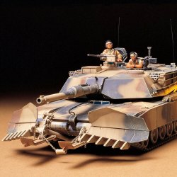 Tamiya 35158 M1A1 Abrams med Mine Guard Plov byggest Skala 1:35