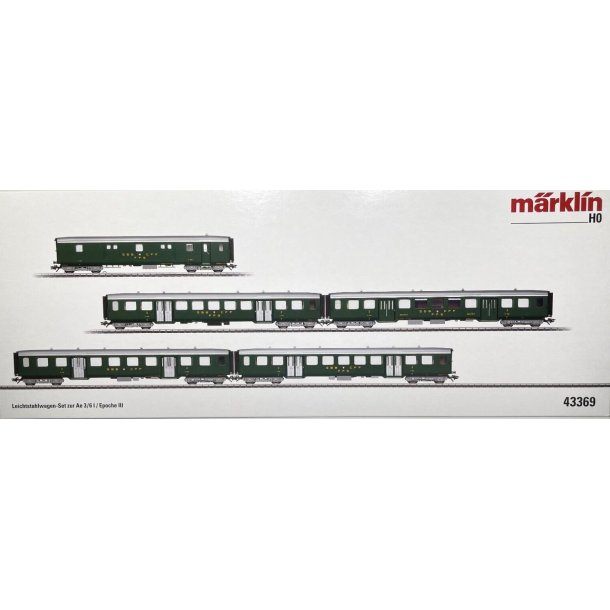 Märklin 43369 SSB personvognsæt med indvendig belysning og strømførende koblinger. Nyhed 2022/23