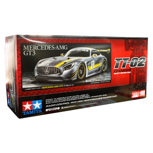 Tamiya 58639-60a Rc Mercedes-Amg Gt3 Tt-02 Fjernstyret Bil Byggest skala 1:10