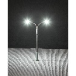 Faller 272221 spor N &lrm;LED gadebelysning, pisk lampe, dobbelt boom&lrm; hjde 65 mm.