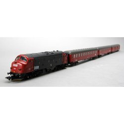 M�rklin 28524 DSB diesellok MY 1112 med 2 x liggevogne 1 x postvogn togs�t ombygget til analog j�vnstr�m drift