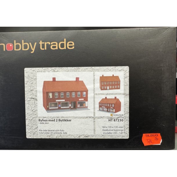 Hobbytrade HO 87230 Byhus med 2 etager med Radio-TV og fris�r i r�de sten i lasercut. Bygges�t