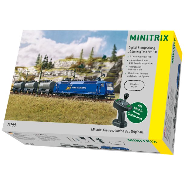 Minitrix 11158 spor N digital startst godstog med E-Lok Widmer Railservices