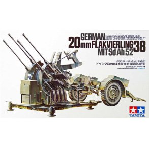 Tamiya 35091 German 20mm Flakvierling 38 mit Sd.Ah.52 byggest Skala 1:35