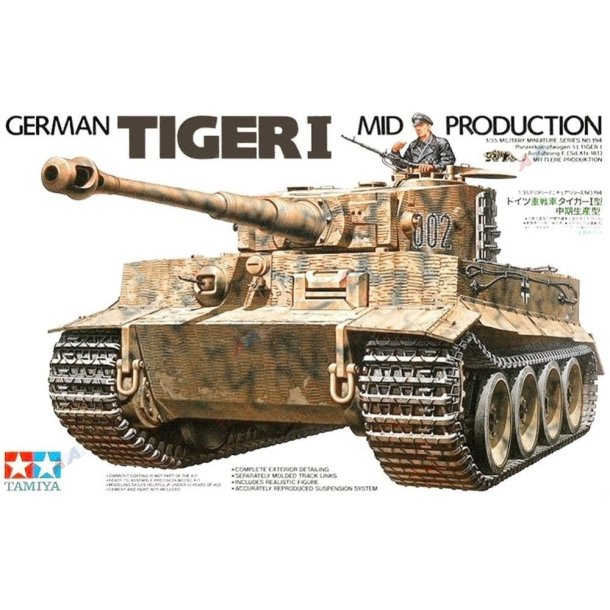 Tamiya 35194 German Tiger I Tank Mid Production Scala 1:35 bygges�t