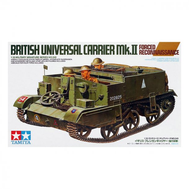 Tamiya 35249 British Universal Carrier Mk.II Forced Reconnaissance Scala 1:35 byggest