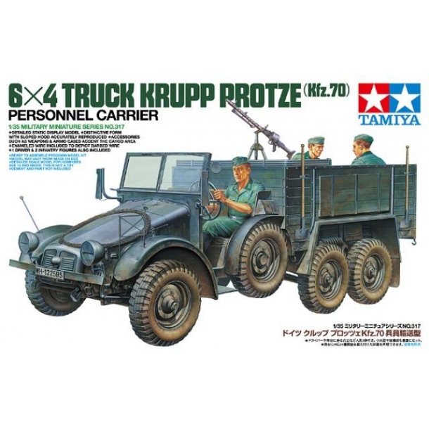 Tamiya 35317 6X4 Truck Krupp Protze (Kfz. 70) Personnel Carrier Scala 1:35 byggest 