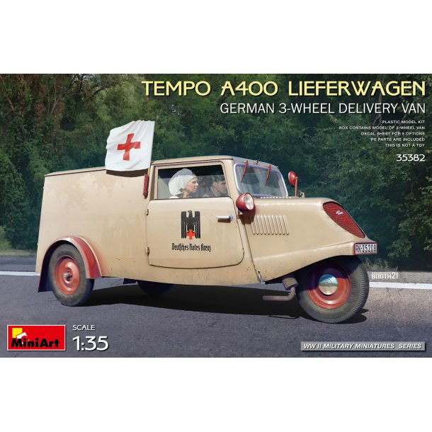 MiniArt 35382 TEMPO A400 LIEFERWAGEN. TYSK 3-HJULS LEVERINGSVOGN bygges�t skala 1:35