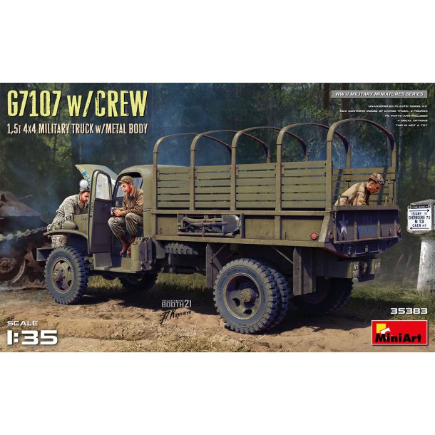 MiniArt 35383 G7107 med BES�TNING 1,5t 4X4 LASTBIL MED METALKARROSSERIE bygges�t skala 1:35