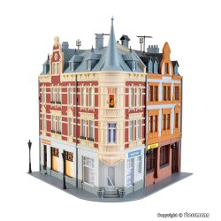 Kibri HO 38295 hjrne ejendom med figur og husbelysning, funktionelt st