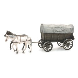 Artitec HO 387.285 heste og overdkket vogn frdig model. 