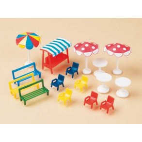 Auhagen HO/TT 42569 Bnke, stole, borde, parasolle