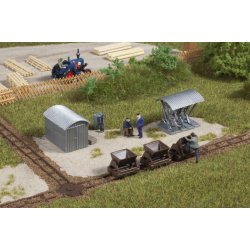 Auhagen HO 42572 Tilbehr st trv skinnest med vogne, cykelskur med 10 cykler