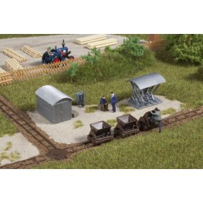 Auhagen HO 42572 Tilbehr st trv skinnest med vogne, cykelskur med 10 cykler