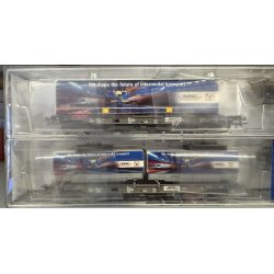 Roco HO 76198 HUPAC lommevogns�t type Sdkmms, lastet med en trailer eller to swap-bodyer fra Hupac.