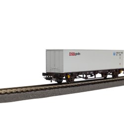 Piko HO 27720 DSB containervogn med en 40 fods DSB gods container. Nyhed 2024. 