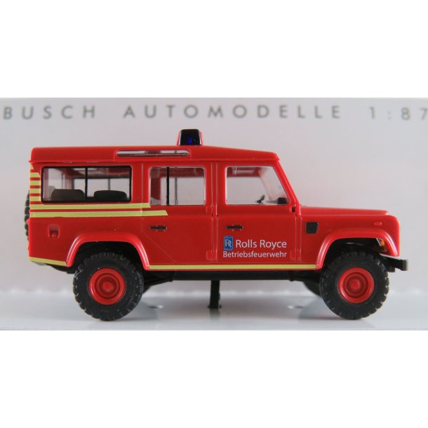 Busch HO 50327 Land Rover Defender (1983) Rolls Royce Betriebsfeuerwehr. Nyhed 2023 