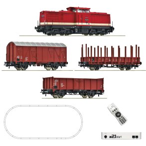 Roco HO 5110009 DR digital DCC  z21 starts�t med Diesellok BR 110 med 3 godsvogne