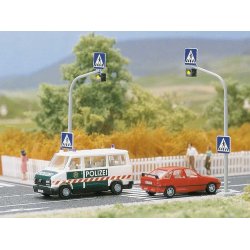 Busch HO 5916 fodgngerovergang 2 stk. Trafiklys med blinkende kredslb og zebra striber 