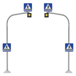 Busch HO 5916 fodgngerovergang 2 stk. Trafiklys med blinkende kredslb og zebra striber 