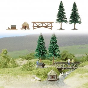 Busch HO 6010 trbro med svaner og hund 