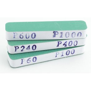 Vallejo 704002 slibe klodser 3 stk.  90 x 19 x 12 mm. korn 600/1000 - 240/400 - 60/100.