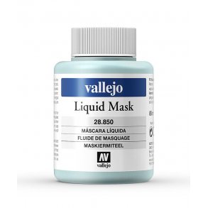 Vallejo farver 28850 liquid mask 85 ml. til at arbejde med Airbrush. Nem at fjerne med et viskelder