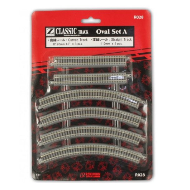 Rokuhan 7297028 spor Z skinnest8 x buet skinnerR195-40 + 4 x lige skinner110 mm.