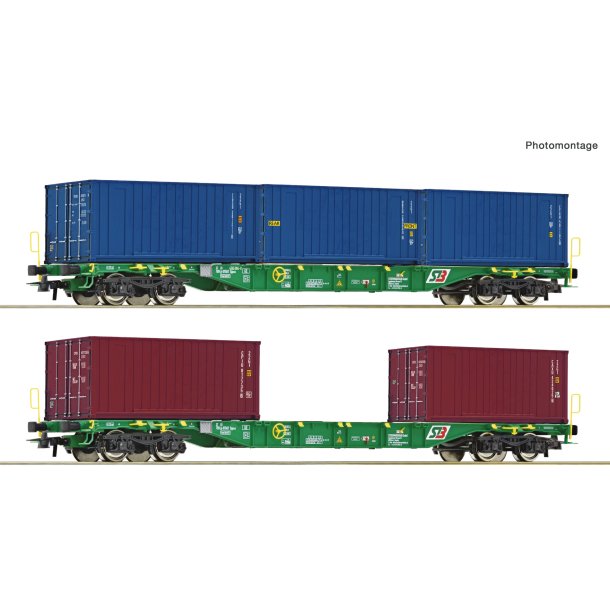 Roco HO 76007 StB containervognst type Sgnss fra Steiermark-jernbanen.