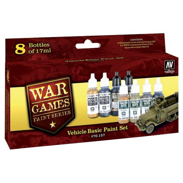 Vallejo farver 70157 st med 6 x 17 ml. &lrm;Kretjet base farver&lrm;