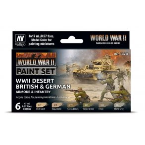 Vallejo farver 70.208 st 6 x 17 ml. ‎Farve st, tysk & britisk infanteri, rken farver WWII‎