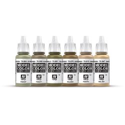 Vallejo farver 70.208 st 6 x 17 ml. &lrm;Farve st, tysk &amp; britisk infanteri, rken farver WWII&lrm;