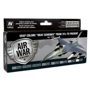 Vallejo farver 771156 Farves�t, USAF gr� skemaer fra 1970 og frem, 8 x 17 ml